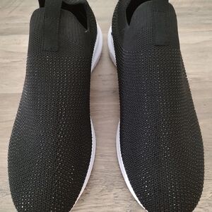 Anne Klein Black Knit Slip-On Sneakers